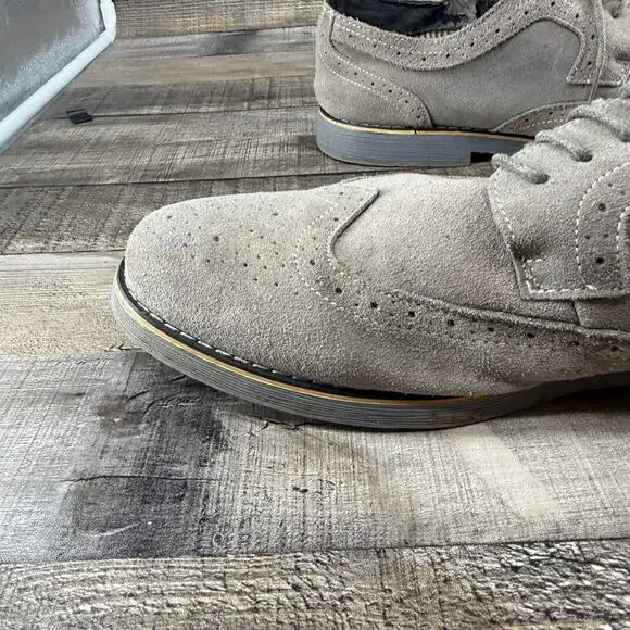 Alpine Swiss Mens Dress Shoes Gray Suede Wingtip Brogue Lace Up SZ 13 Men - Picture 10 of 16